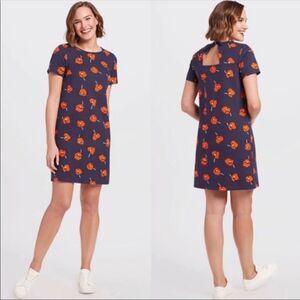 Draper James L Gorgeous Navy with Red Coral Poppies Short Sleeve Dress